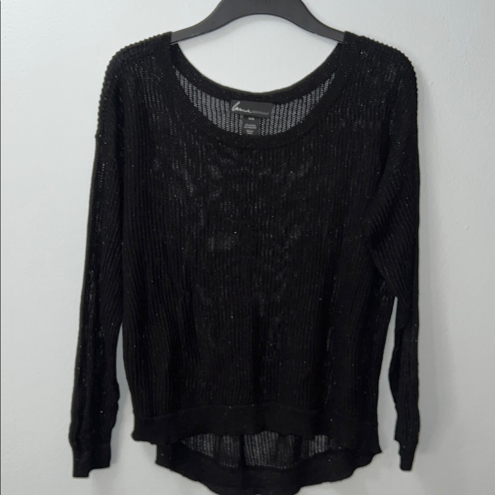 Lane Bryant Black and Silver sparkle Scoop Neck Sweater